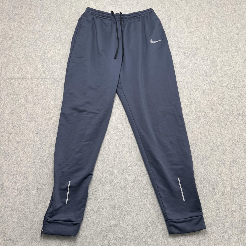 Nike Dri-FIT Pants Mens Small (25x27) Blue Track Joggers Zip Hem Reflective